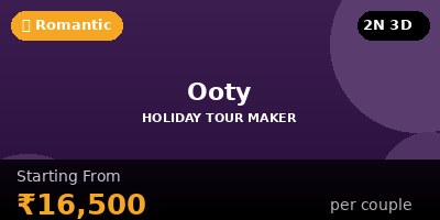 Ooty Honeymoon Packages 2 Night 3 Days